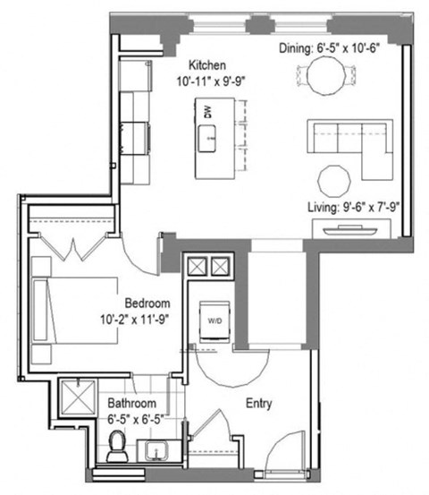 GE 105 Floor Plan at The Georgian Apartments, St Louis, MO